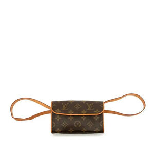 Louis Vuitton Monogram Florentine Pochette Bag Waist Leather Shoulder Bag Brown